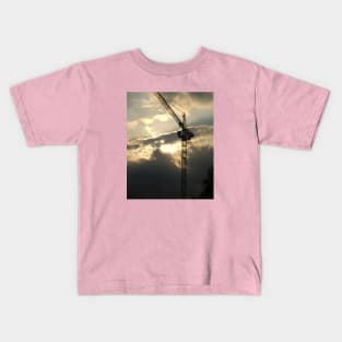 Celestial Serenity: Moon, Clouds, and Crane Kids T-Shirt